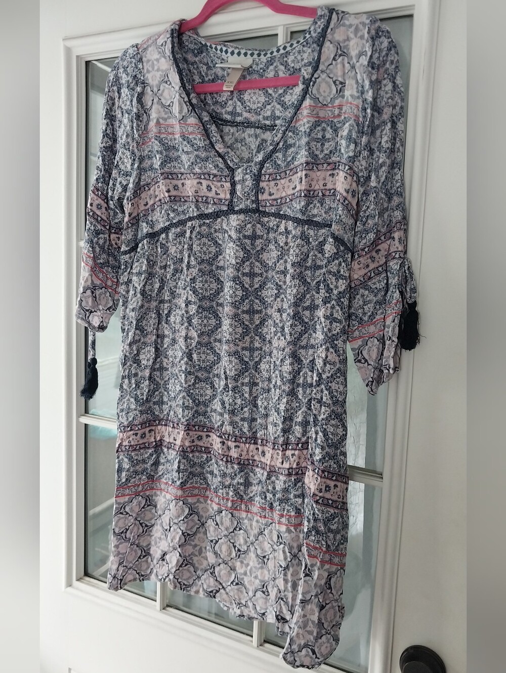 Knox Rose Blue Pink Medallion Boho Tunic Top Shift Dress Size XXL EUC
